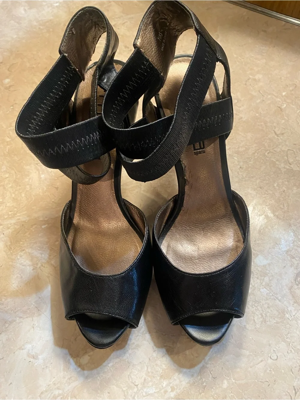 Moda Black Peep-Toe Ankle-Strap Heels